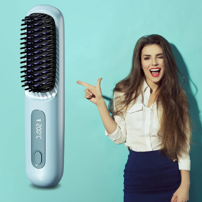 Escova Alisadora Portátil | Liso 2x mais Rápido com Tecnologia de Proteção